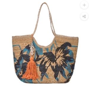 NWT Antik Kraft floral jute tote bag